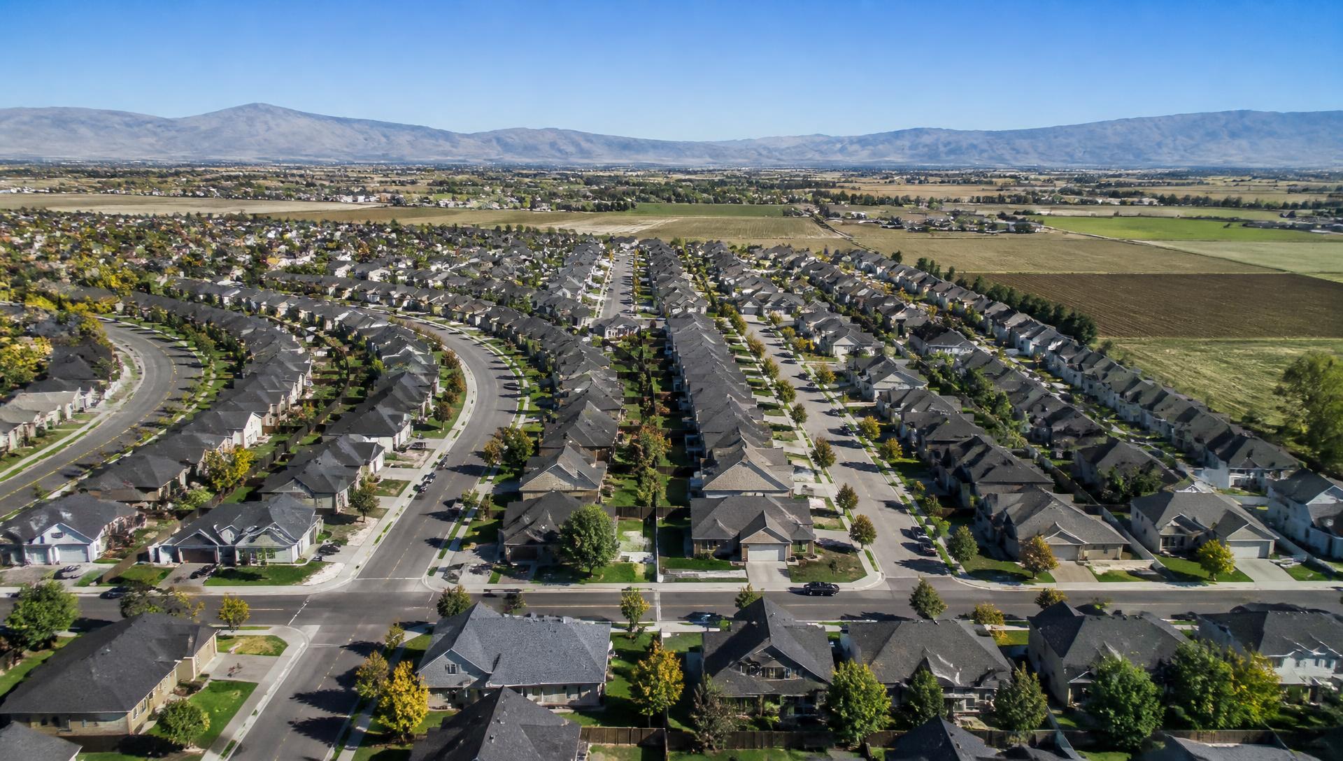 Aerial view of a Treasure Valley neighborhood